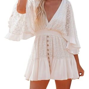 Elegant Lace Button-Down Dress